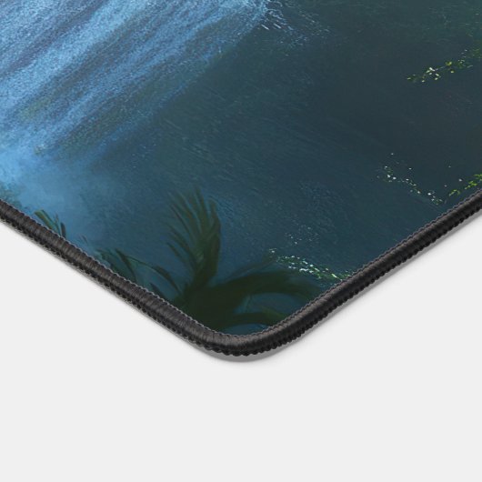 Customizable Peacock Forest Waterfall Desk Mat デスクマット (コーナー)