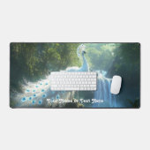Customizable Peacock Forest Waterfall Desk Mat デスクマット (キーボード&マウス)