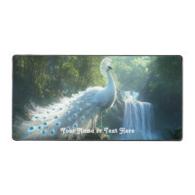 Customizable Peacock Forest Waterfall Desk Mat