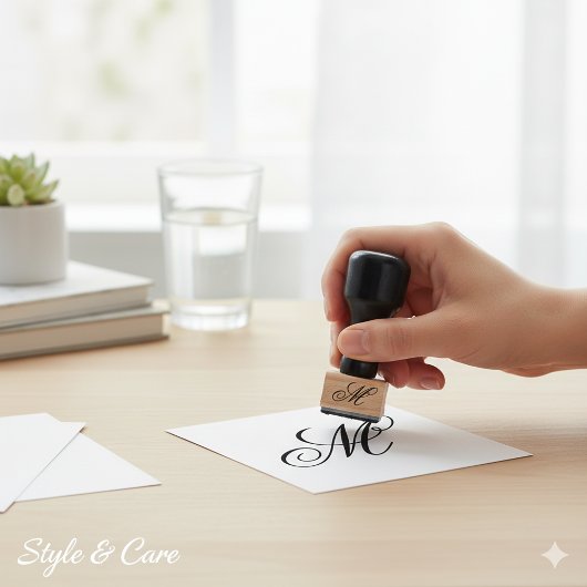 Customizable Personalized Stylish Monogram ラバースタンプ