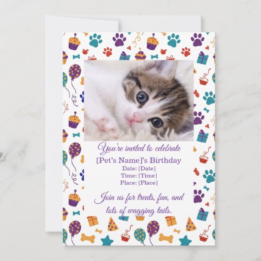 Customizable Pet Birthday Party Invitation 招待状 (正面)