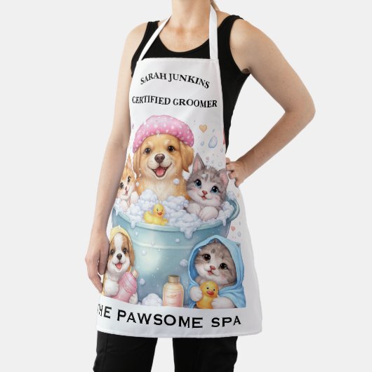 Customizable Pet Grooming Apron – Cute Kawaii Pets エプロン (インサイチュ)