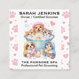Customizable Pet Grooming Business Card スクエア名刺