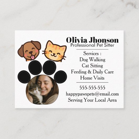 Customizable Pet Sitter Business Card 名刺 (正面)