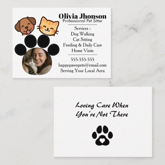 Customizable Pet Sitter Business Card 名刺 (正面/裏面)