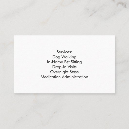Customizable Pet Sitter Business Card with Photo 名刺 (裏面)