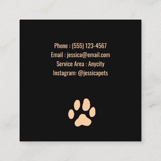 Customizable Pet Sitter Photo Business Card スクエア名刺 (裏面)