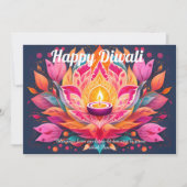 Customizable Petals Aglow Diwali Card 招待状 (正面)