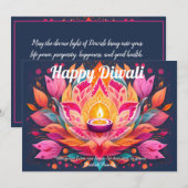 Customizable Petals Aglow Diwali Card 招待状 (正面/裏面)