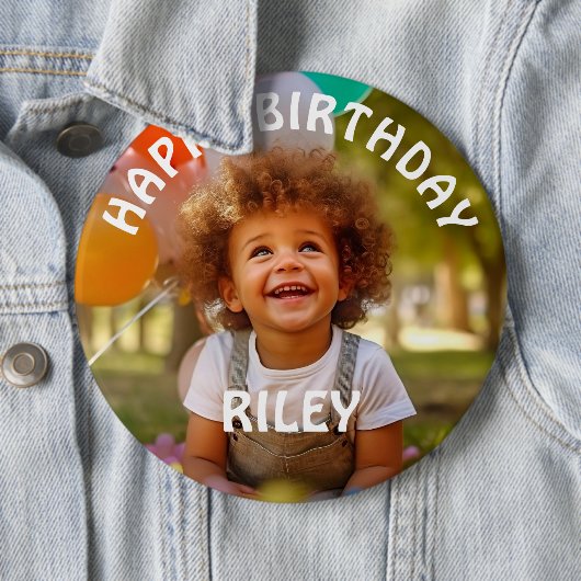 Customizable Photo and Name Birthday Button 缶バッジ (インサイチュ)