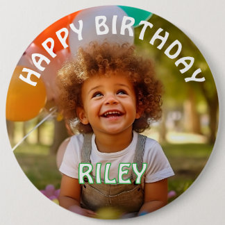 Customizable Photo and Name Birthday Button 缶バッジ