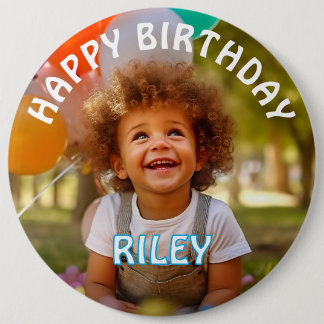 Customizable Photo and Name Birthday Button 缶バッジ