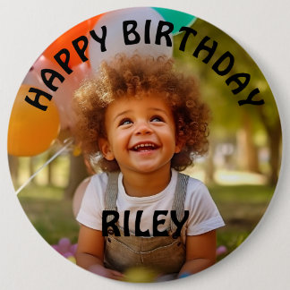 Customizable Photo and Name Birthday Button 缶バッジ