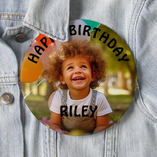Customizable Photo and Name Birthday Button 缶バッジ (インサイチュ)