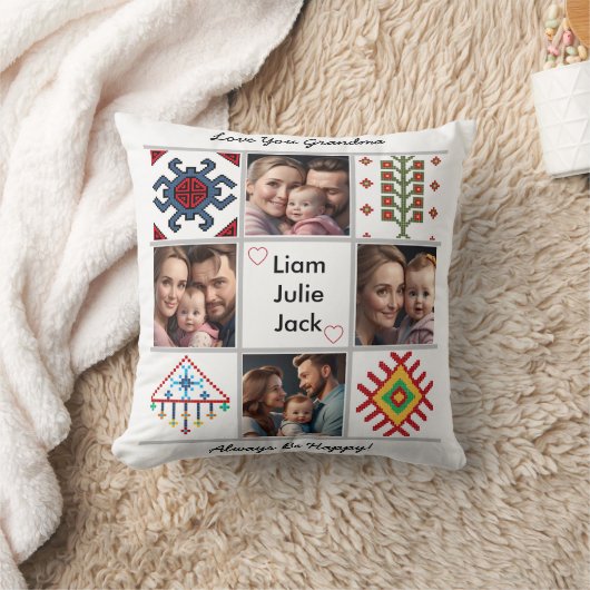 Customizable Photo Blanket Collage クッション (ブランケット)