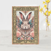 Customizable Photo Frame Card - Birthday Bunny 2 カード (黄色い花)