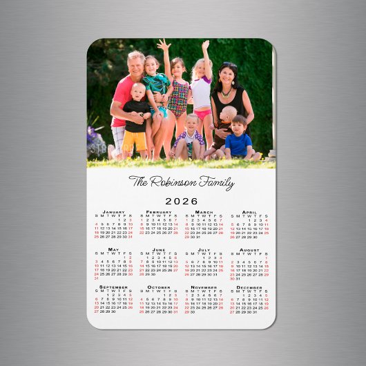 Customizable Photo Name 2026 Calendar マグネット