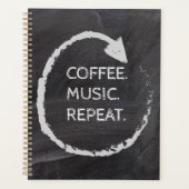 Customizable Phrase Coffee. Music. Repeat. プランナー手帳 (正面)
