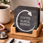 Customizable Phrase Coffee Nurse Repeat コースター