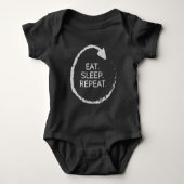 Customizable Phrase Eat. Sleep. Repeat. ベビーボディスーツ (正面)