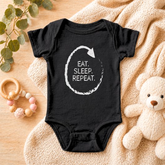 Customizable Phrase Eat. Sleep. Repeat. ベビーボディスーツ