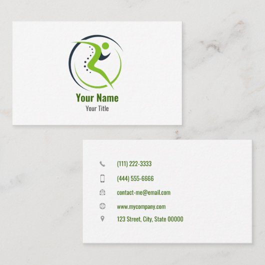 Customizable physical therapist physio chiro 名刺 (正面/裏面)