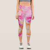 Customizable Pink and Orange High Waisted Capris カプリレギンス (正面)