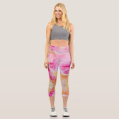 Customizable Pink and Orange High Waisted Capris カプリレギンス (正面)