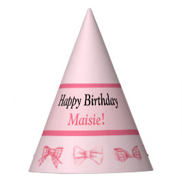 Customizable Pink Bow Happy Birthday Party Hat パーティーハット
