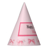 Customizable Pink Bow Happy Birthday Party Hat パーティーハット (左)