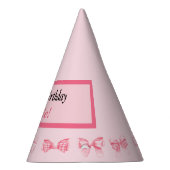 Customizable Pink Bow Happy Birthday Party Hat パーティーハット (右)