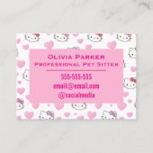 Customizable Pink Business Card for Pet Sitter 名刺 (正面)