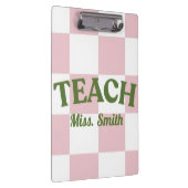 Customizable Pink Checkered Teacher Clipboard  クリップボード (右)
