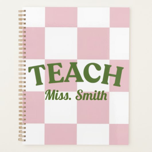 Customizable Pink Checkered Teacher Planner プランナー手帳 (正面)