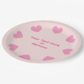 Customizable Pink Heart Paper Plates ペーパープレート (アングル)