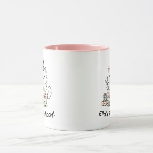 "Customizable" Playful Cat Birthday Cake & Gifts マグカップ (中央)