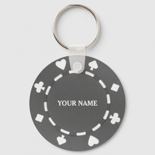 Customizable poker chip gray grey キーホルダー (正面)