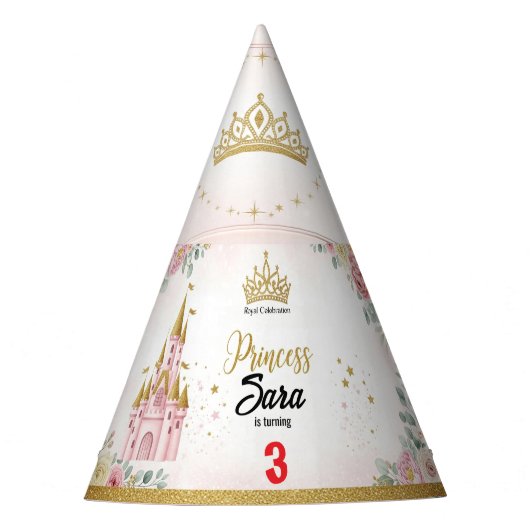 Customizable Princess Castle Birthday Party Hat パーティーハット (正面)