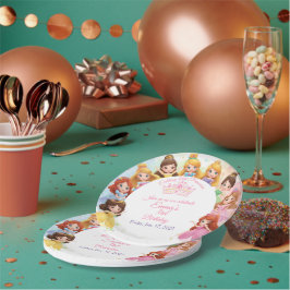Customizable Princess Girl Birthday Paper Plate ペーパープレート