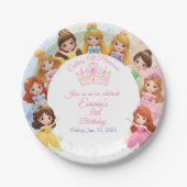 Customizable Princess Girl Birthday Paper Plate ペーパープレート (正面)