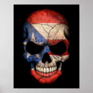 Customizable Puerto Rican Flag Skull ポスター