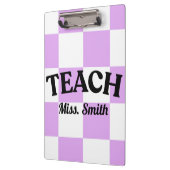 Customizable Purple Checkered Teacher Clipboard  クリップボード (左)