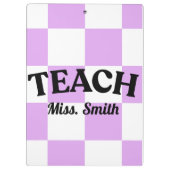 Customizable Purple Checkered Teacher Clipboard  クリップボード (裏面)