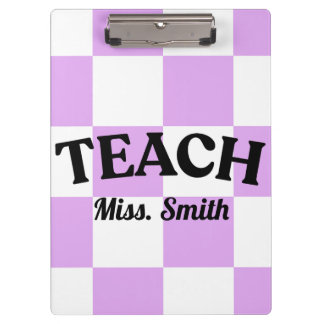 Customizable Purple Checkered Teacher Clipboard  クリップボード