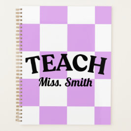 Customizable Purple Checkered Teacher Planner プランナー手帳