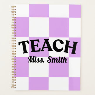 Customizable Purple Checkered Teacher Planner プランナー手帳