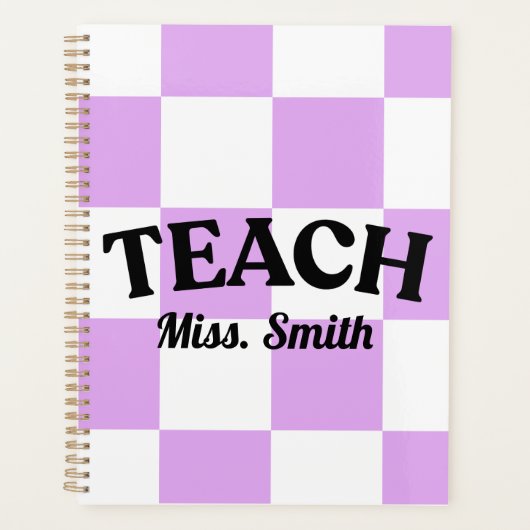 Customizable Purple Checkered Teacher Planner プランナー手帳 (正面)