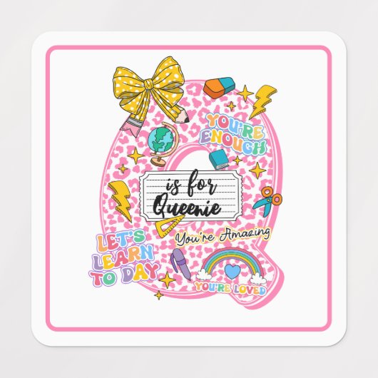 Customizable “Q is for” Alphabet Art – Inspiration ラベル (デザイン1)