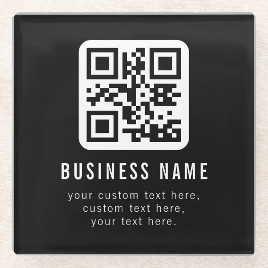 Customizable QR Code & Editable Text Design ガラスコースター (正面)