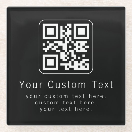 Customizable QR Code & Editable Text Template ガラスコースター (正面)